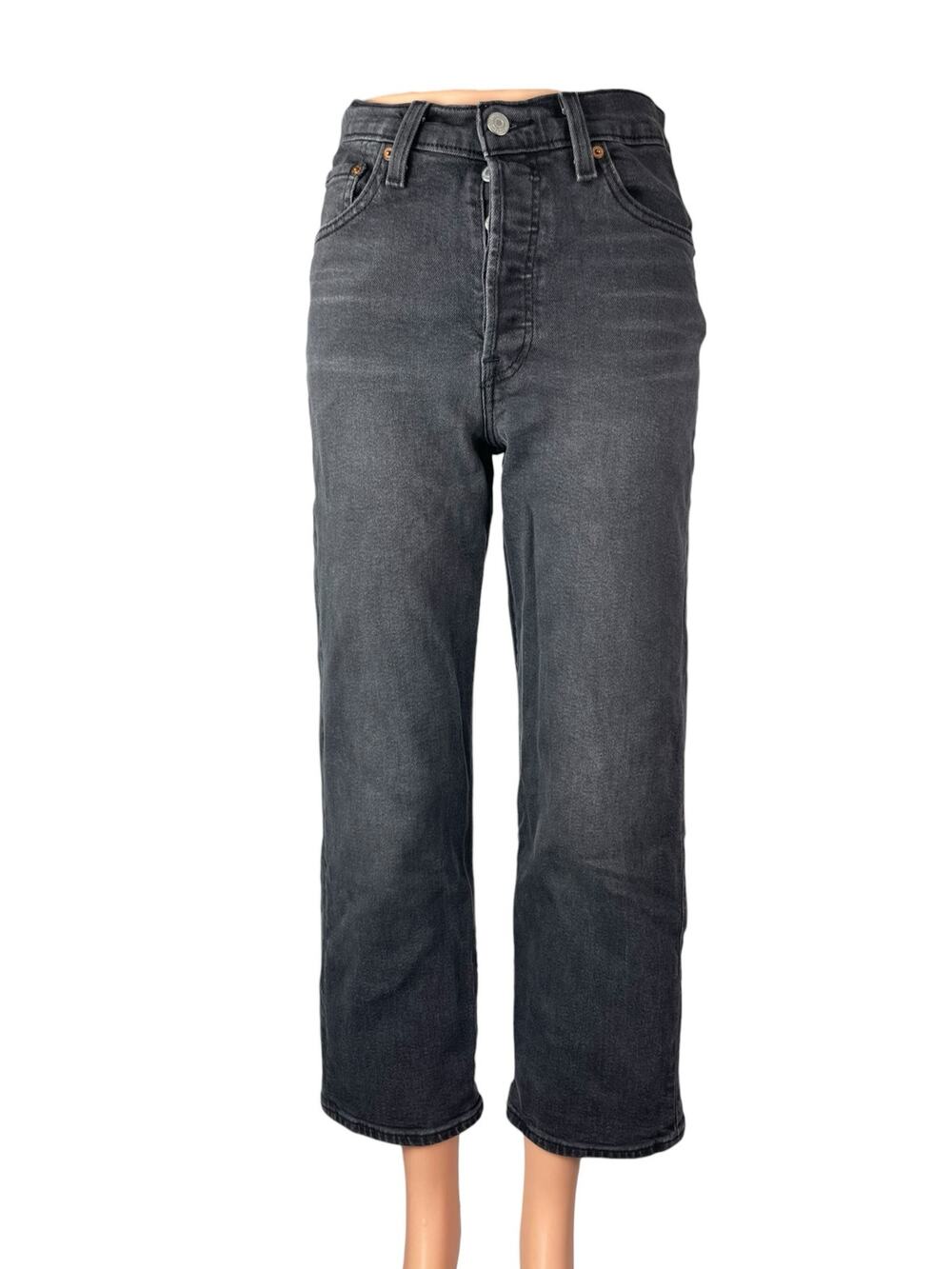 Levi's Women's Gray High Waisted Ribcage Straight Ankle Denim Jeans Pants Sz 26